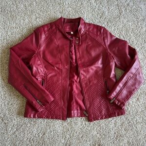 Women's Red Leather Jacket